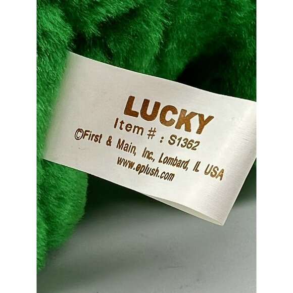 First Main Green Teddy Bear Plush 6 inc Lucky 3 Leaf Clover Bow Tie St Patrick - Picture 7 of 7
